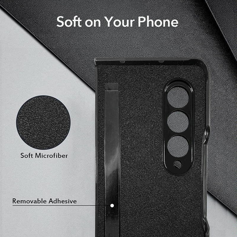 For Samsung Galaxy Z Fold4 5G Litchi Texture Microfiber Case - Black