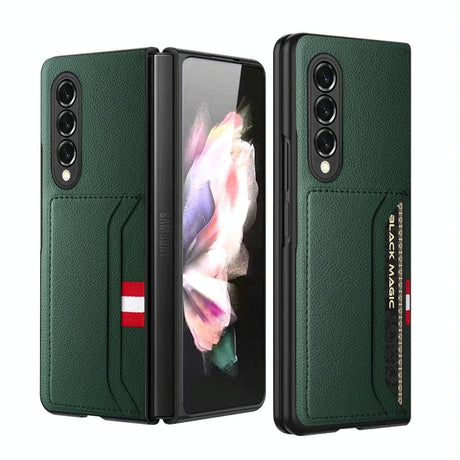 For Samsung Galaxy Z Fold4 5G Litchi Texture Microfiber Case - Black