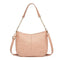 Adjustable Leather Crossbody Bag Large Capacity - Pink