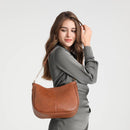 Adjustable Leather Crossbody Bag Large Capacity - Pink