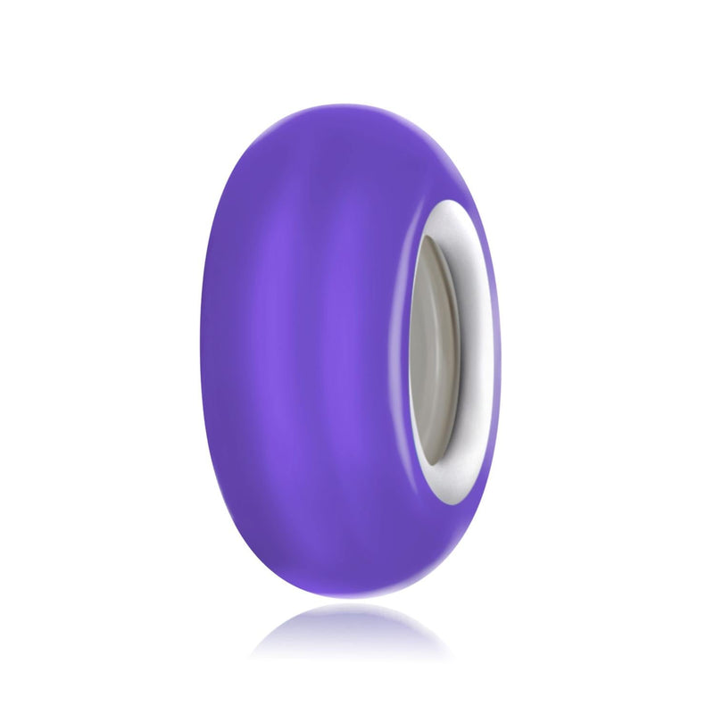 925 Sterling Silver Silicone Beads For Diy Bracelets & Necklaces - Purple