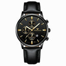 Men Three-Eye Luminous Quartz Watch - Black / Gold