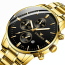 Men Three-Eye Luminous Quartz Watch - Black / Gold