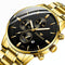 Men Three-Eye Luminous Quartz Watch - Black / Gold