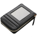 Multi Slot Short Card Holder With Zipper Coin Purse Pu Leather - Pink