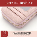 Multi Slot Short Card Holder With Zipper Coin Purse Pu Leather - Pink