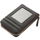 Multi Slot Short Card Holder With Zipper Coin Purse Pu Leather - Pink