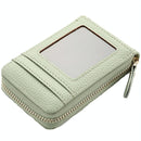 Multi Slot Short Card Holder With Zipper Coin Purse Pu Leather - Pink