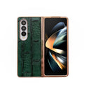 For Samsung Galaxy Z Fold4 5G Leather Mahjong Phone Case - Electroplated - Green