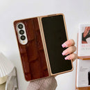 For Samsung Galaxy Z Fold4 5G Leather Mahjong Phone Case - Electroplated - Green