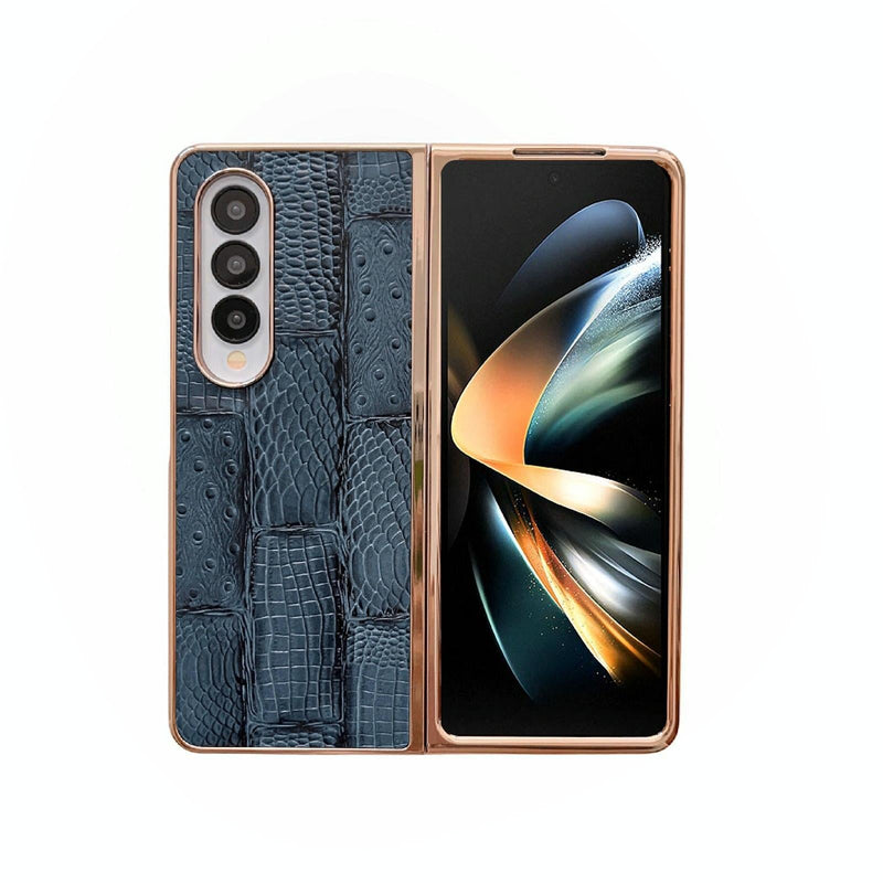 For Samsung Galaxy Z Fold4 5G Leather Mahjong Phone Case - Electroplated - Green