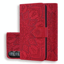 For Samsung Galaxy Z Fold4 5G Dual Fold Mandala Leather Case - Embossed Design - Purple