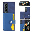 Litchi Pattern Single Button Card Holder Phone Case - Blue