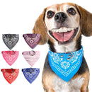Adjustable Dog Bandana Leather Printed Soft Scarf Collar Neckerchief For Puppy Pet - Size M - Pink