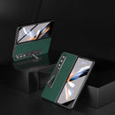 For Samsung Galaxy Z Fold4 5G Leather Phone Case With Holder - Litchi Texture - Grey