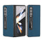 For Samsung Galaxy Z Fold4 5G Leather Phone Case With Holder - Litchi Texture - Grey
