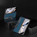 For Samsung Galaxy Z Fold4 5G Leather Phone Case With Holder - Litchi Texture - Grey