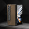 For Samsung Galaxy Z Fold4 5G Leather Phone Case With Holder - Litchi Texture - Grey