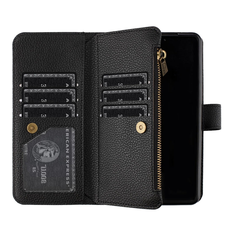 For Samsung Galaxy Z Fold4 5G Litchi Texture Zip Wallet - Gold