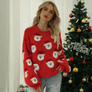 Autumn And Winter Christmas Ladies Sweater Sheath Knit Top - Red - M
