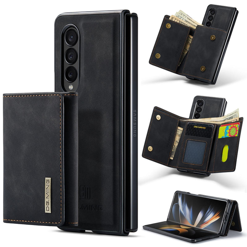 For Samsung Galaxy Z Fold4 5G Wallet Case - 3 Fold Multi Card Holder - Brown