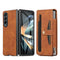 Shockproof Foldable Leather Case with Stylus for Samsung Galaxy z Fold 4 / 5g - Brown