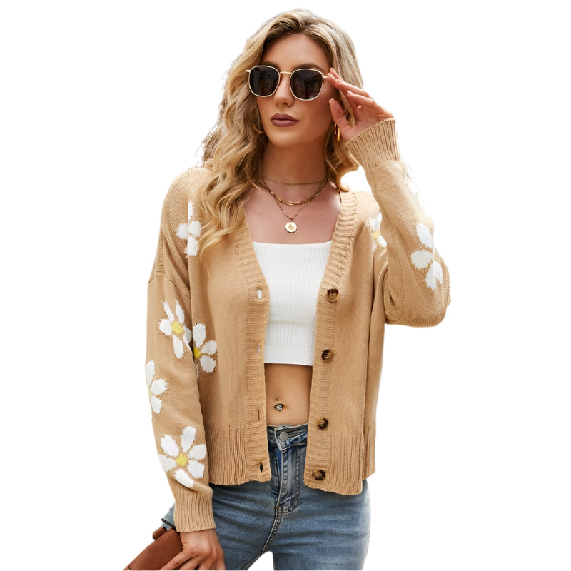 Autumn And Winter Female Knitted Cardigan College Style Sweater Jacket - Camel - Xl