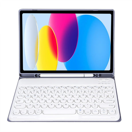 2022 Ipad 10.9 Bluetooth Keyboard Leather Case With Pen Slot - Lambskin Texture - Dark Blue