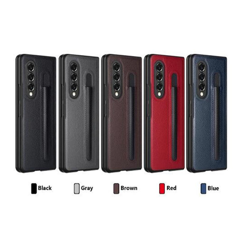 For Samsung Galaxy Z Fold4 5G Litchi Texture Hinge Case - Blue
