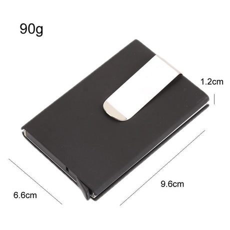 Aluminum Rfid Blocking Card Holder - Microfiber Leather Black