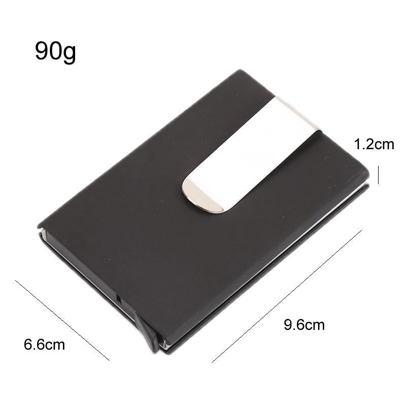 Aluminum Rfid Blocking Card Holder - Microfiber Leather Black