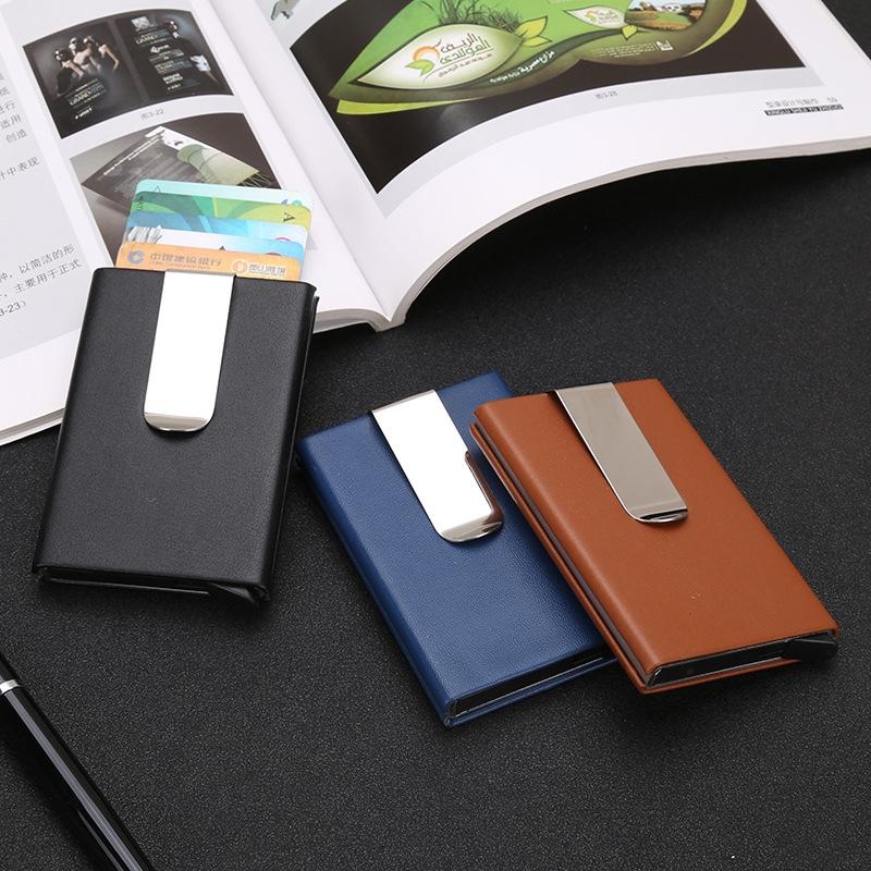 Aluminum Rfid Blocking Card Holder - Microfiber Leather Black