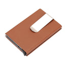 Aluminum Rfid Blocking Card Holder - Microfiber Leather Black