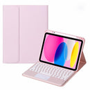 2022 Ipad 10.9 Touch Keyboard Leather Case With Pen Slot - Pink