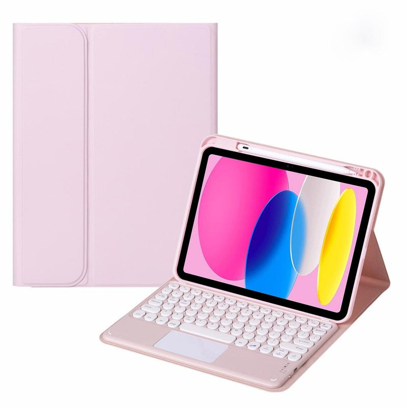 2022 Ipad 10.9 Touch Keyboard Leather Case With Pen Slot - Pink
