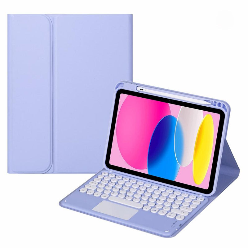 2022 Ipad 10.9 Touch Keyboard Leather Case With Pen Slot - Pink