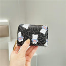 Cute Bear Print Multi Slot Card Holder Anti Degaussing Design - Purple