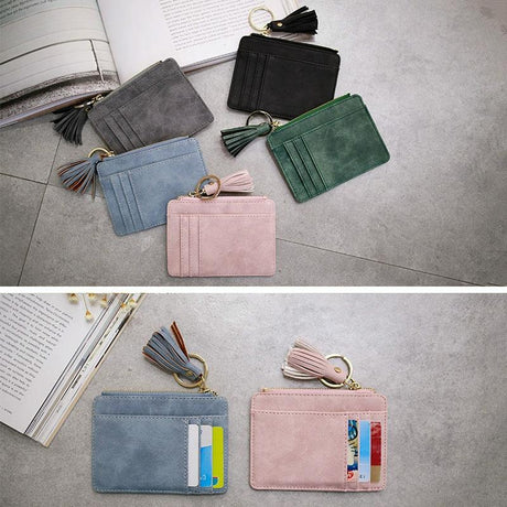 Compact Card Holder With Large Capacity Cute Mini Coin Purse - Blue