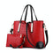 Vintage 2-In-1 Messenger Bag With Crocodile Pattern And Leather Wallet - Wine Red