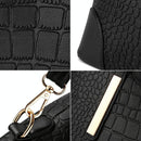 Vintage 2-In-1 Messenger Bag With Crocodile Pattern And Leather Wallet - Wine Red