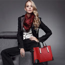 Vintage 2-In-1 Messenger Bag With Crocodile Pattern And Leather Wallet - Wine Red