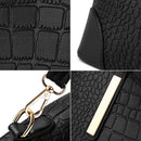 Vintage 2-In-1 Messenger Bag With Crocodile Pattern And Leather Wallet - Wine Red