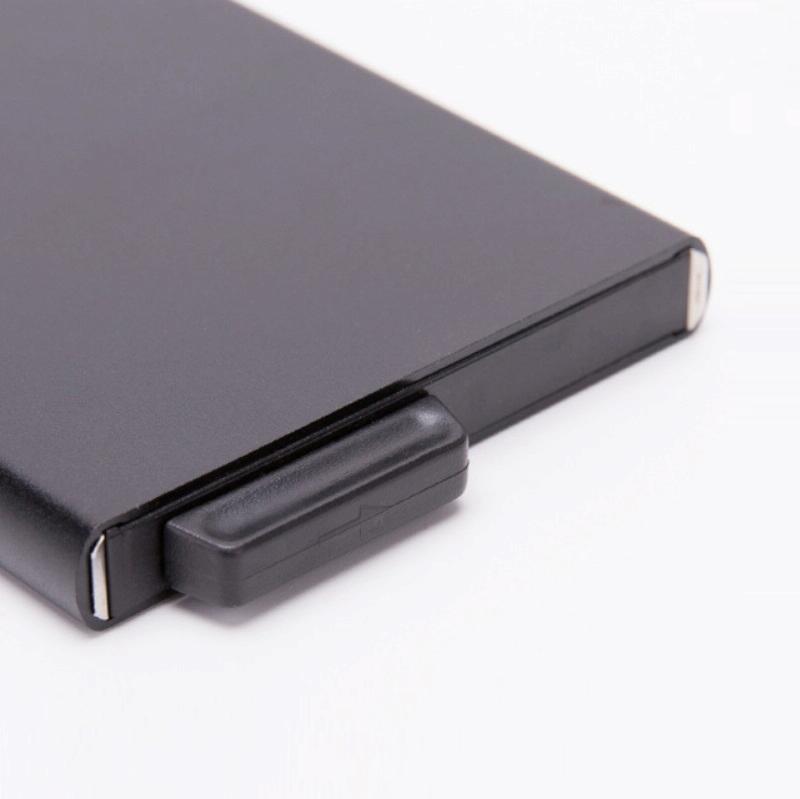 Automatic Eject Rfid Blocking Aluminum Card Wallet - Gray