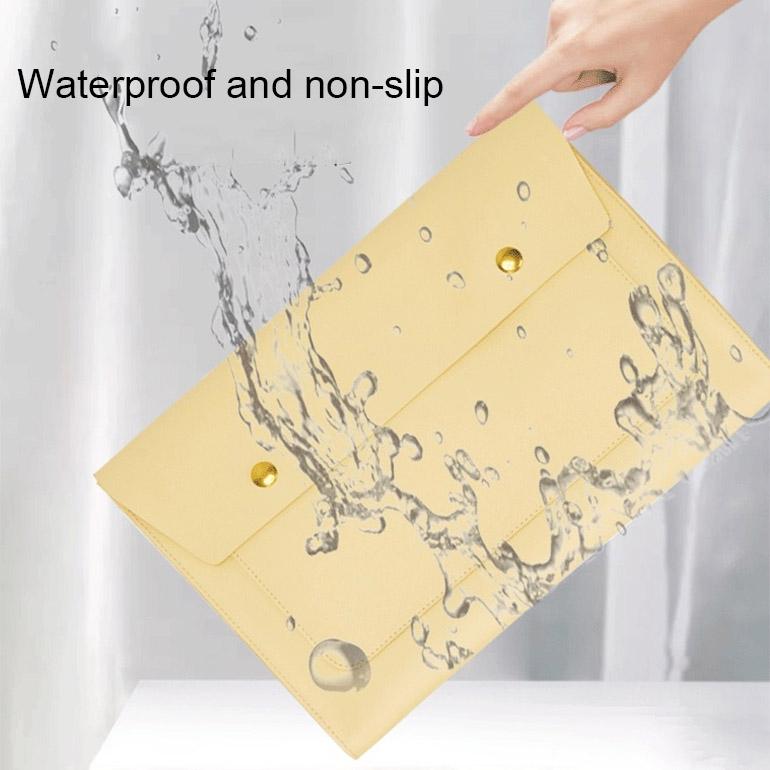 3-in-1 Waterproof Leather Laptop Liner Bag - 13 Inches - Apricot