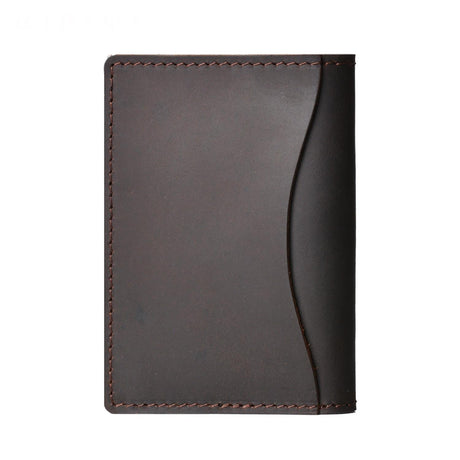 Minimalist Cowhide Card Holder Compact Wallet For Bank & Membership Cards - Wine Red