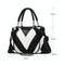 Soft Leather Geometric Handbag - Colourblock - Black White