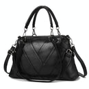 Soft Leather Geometric Handbag - Colourblock - Black White