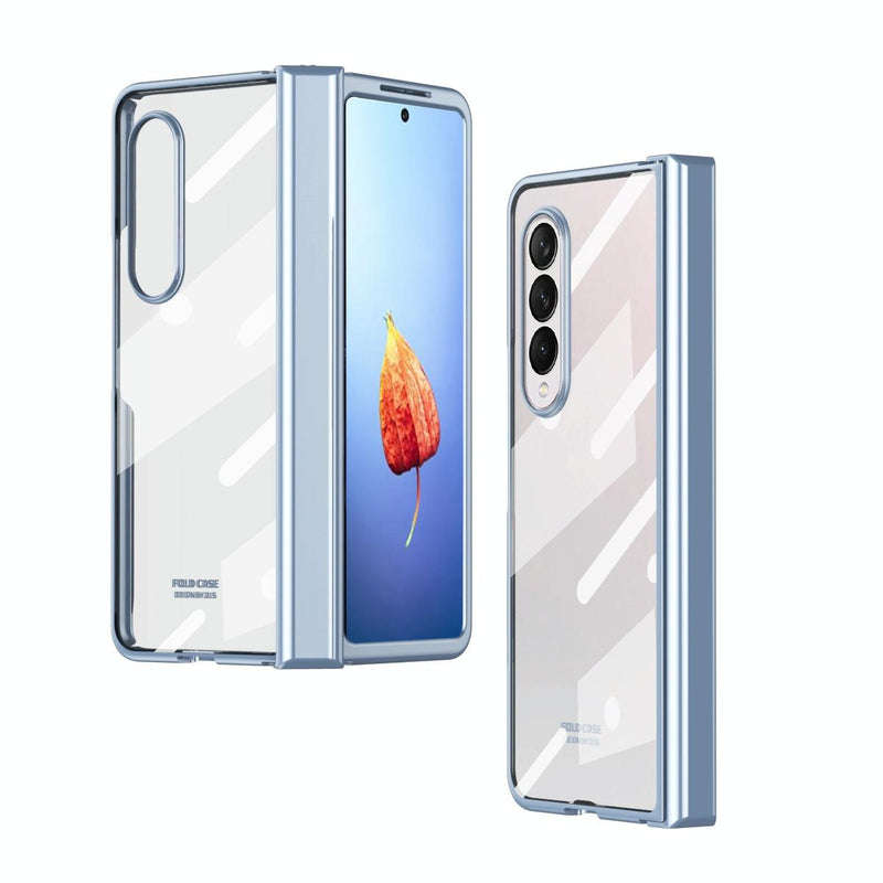 For Samsung Galaxy Z Fold4 5G Samsung Fold 4 Full Body Hinge Case - Electroplated - Blue