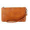 Retro Leather Clutch Bag With Zipper - 6 Inch - Brown