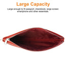Retro Leather Clutch Bag With Zipper - 6 Inch - Brown